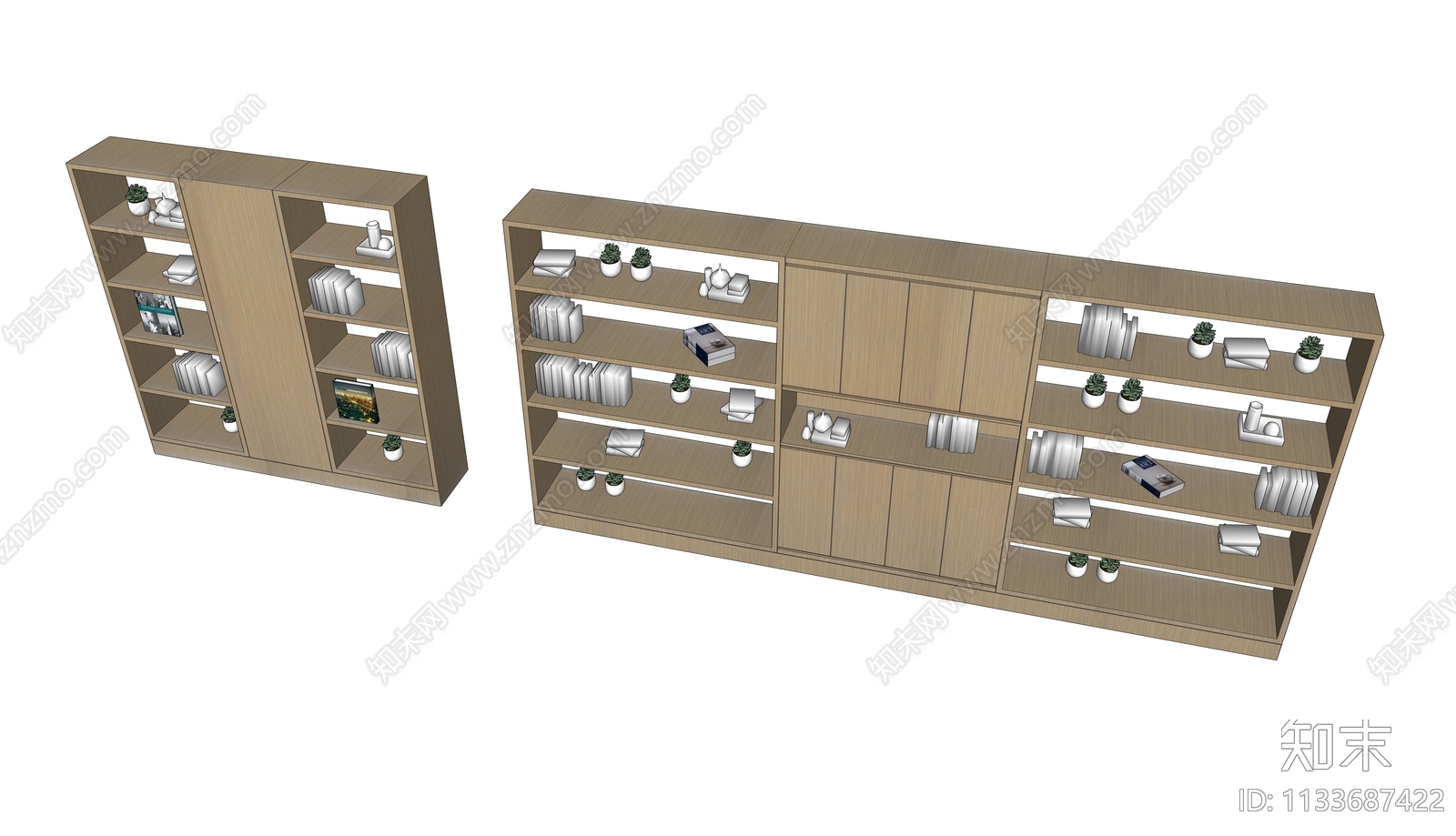 现代书柜SU模型下载【ID:1133687422】