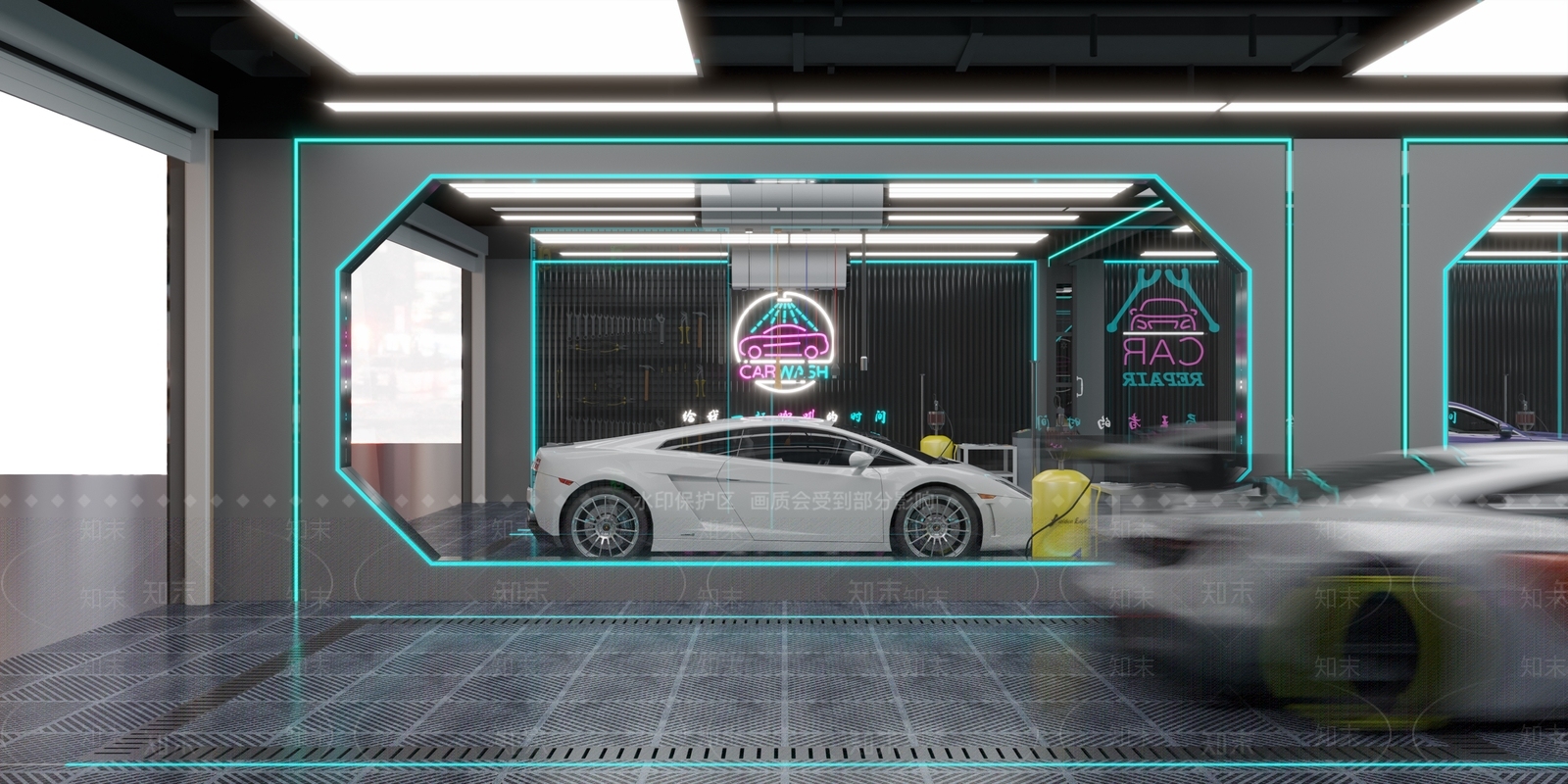 现代汽修中心3D模型下载【ID:1133687766】