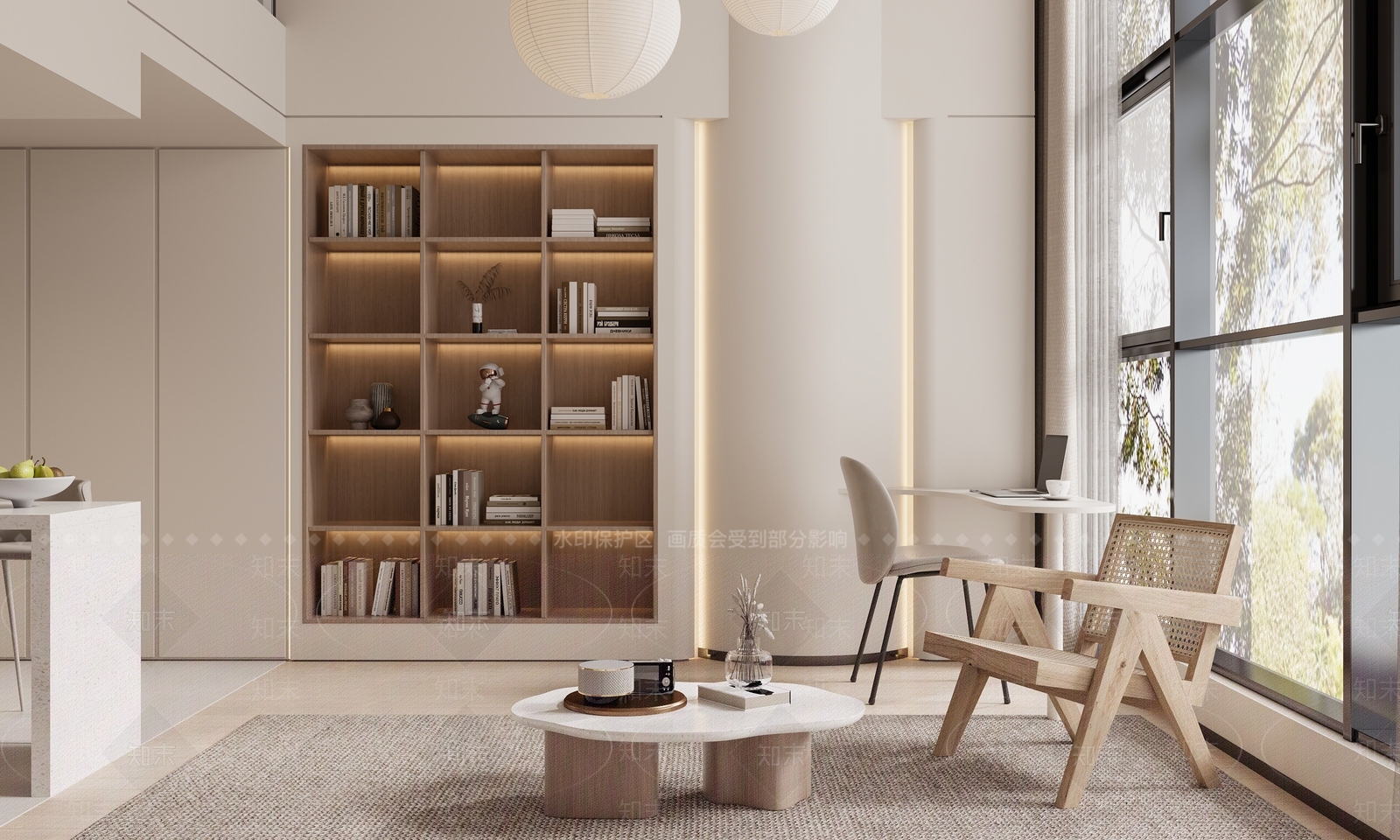 现代奶油loft公寓3D模型下载【ID:1133690143】