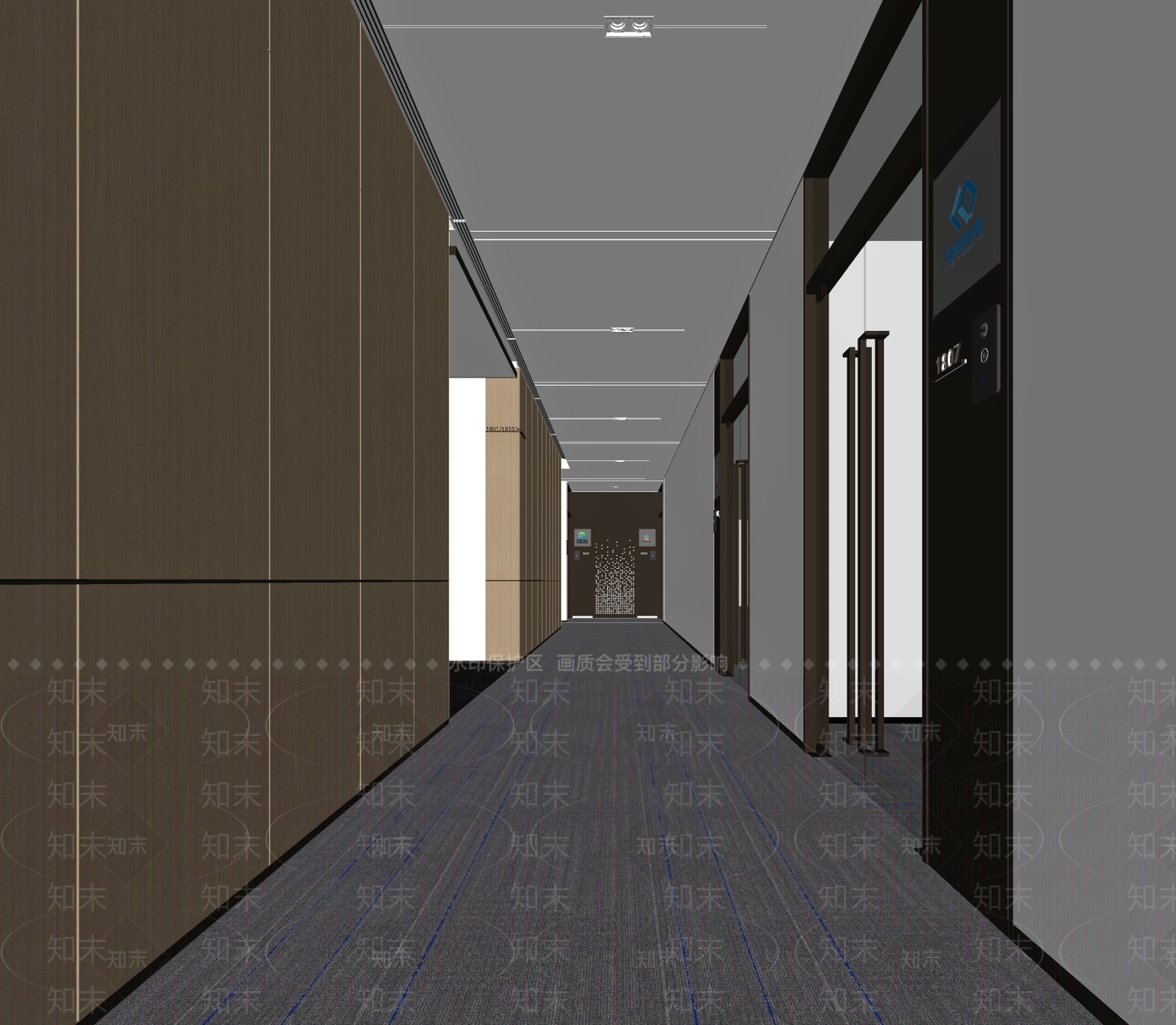 现代办公室过道SU模型下载【ID:1133693105】