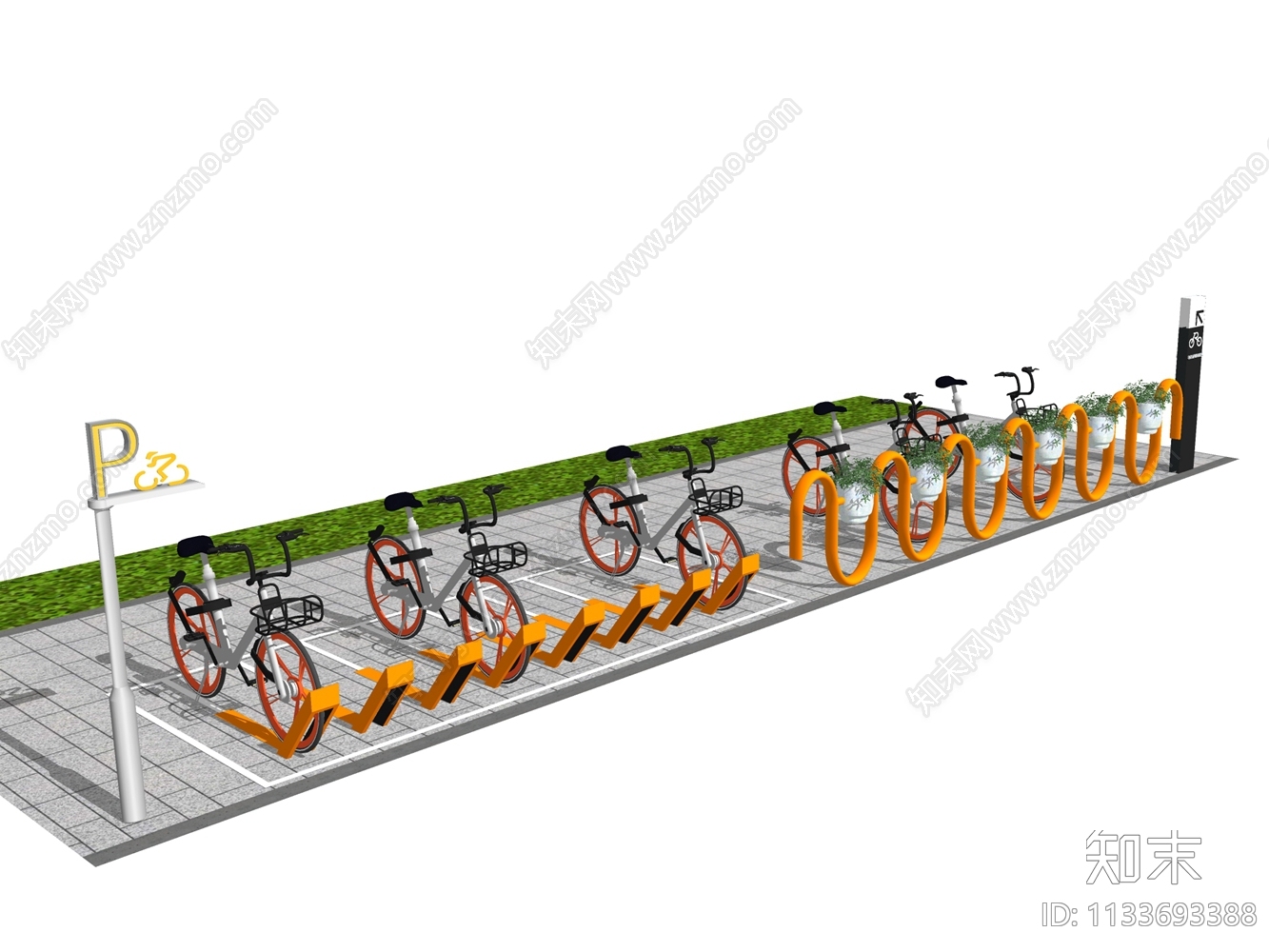 现代自行车停车架SU模型下载【ID:1133693388】