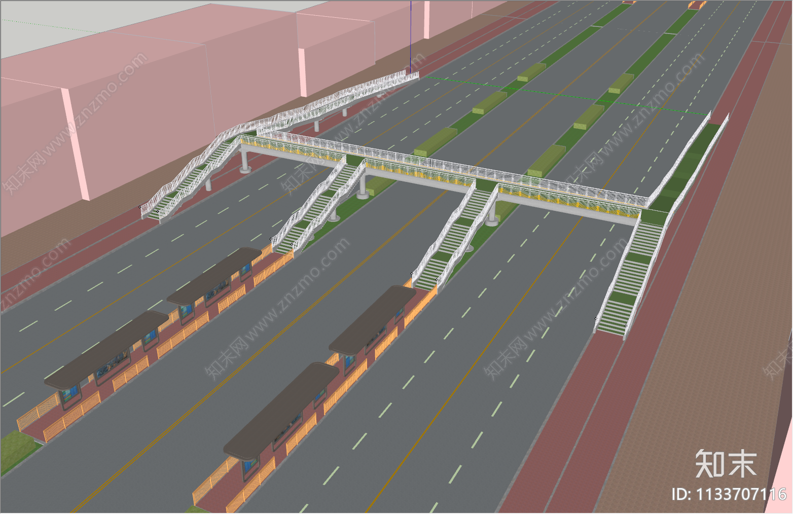 现代人行天桥SU模型下载【ID:1133707116】