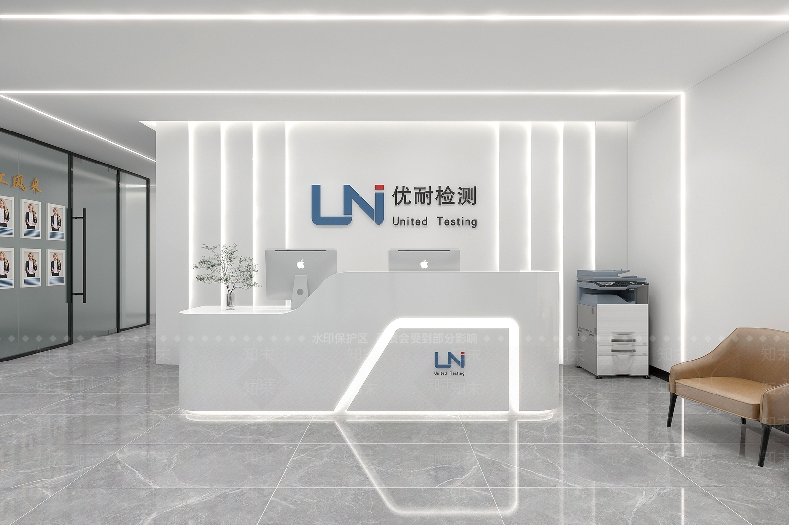 现代办公室前台3D模型下载【ID:1133710950】