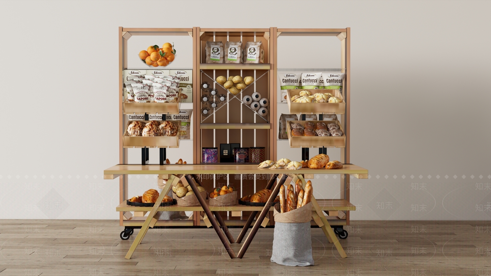 现代超市面包货架SU模型下载【ID:1133711360】
