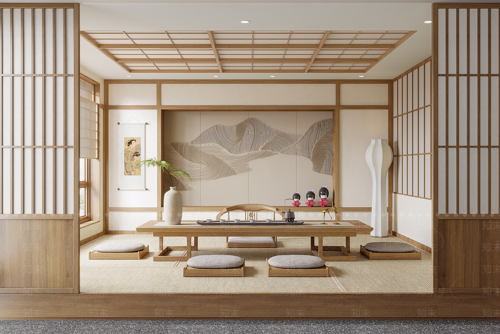 日式榻榻米茶室3D模型下载【ID:1133712821】