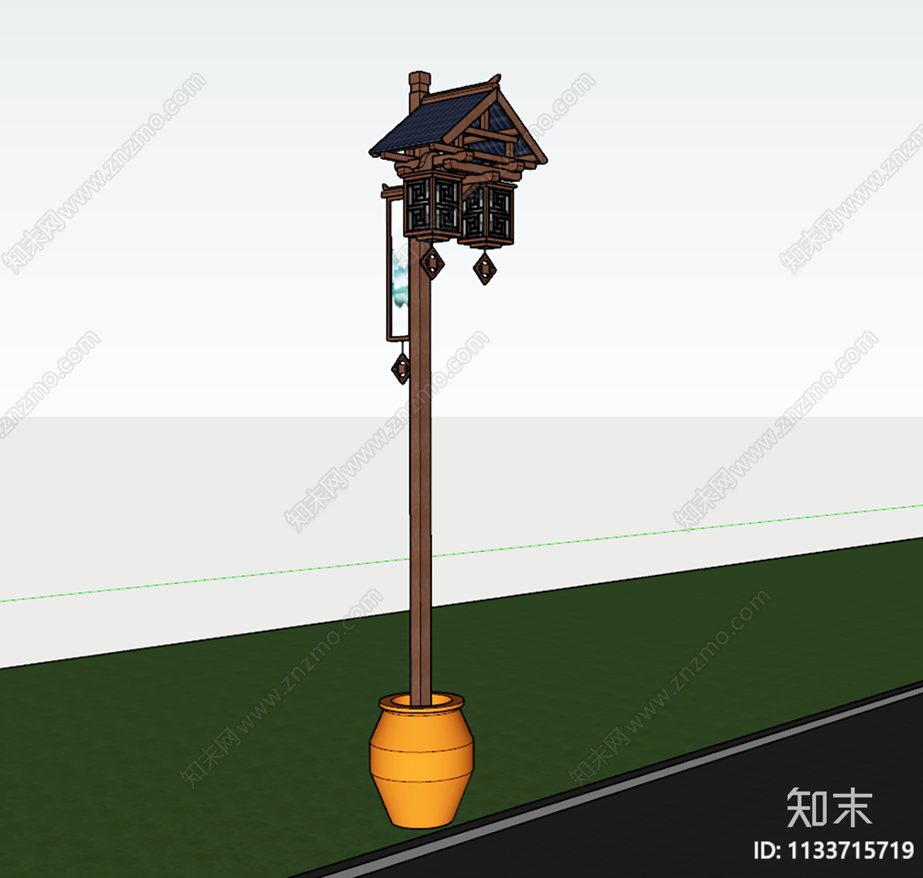 新中式路灯SU模型下载【ID:1133715719】