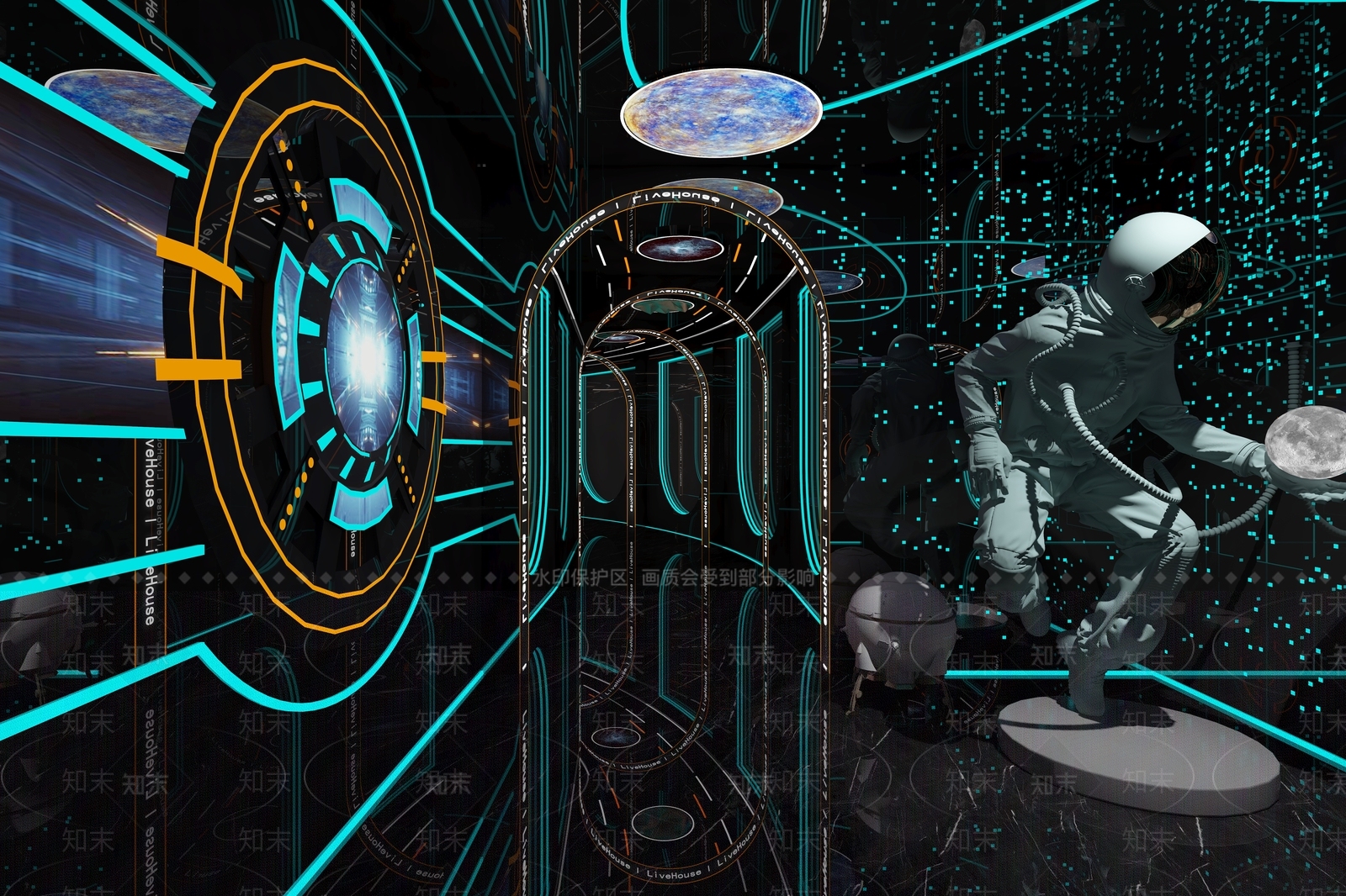 现代KTV走廊3D模型下载【ID:1133943527】