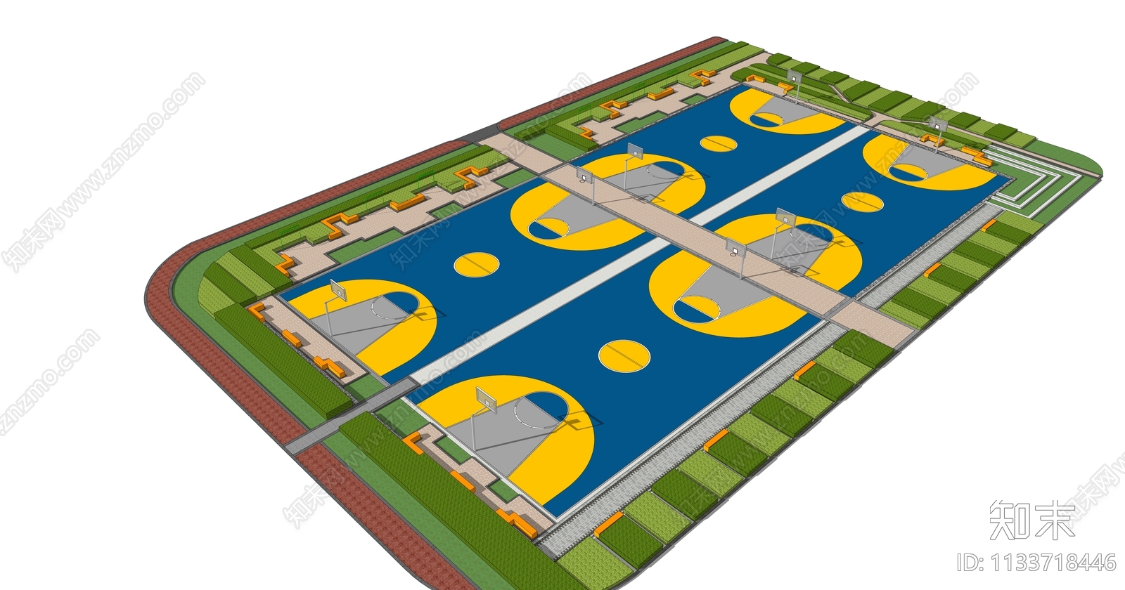 现代篮球场运动场SU模型下载【ID:1133718446】