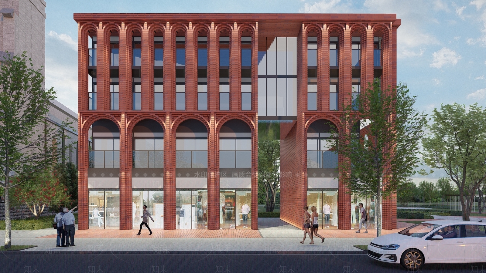 现代商场建筑SU模型精品下载_SketchUp模型_知末网
