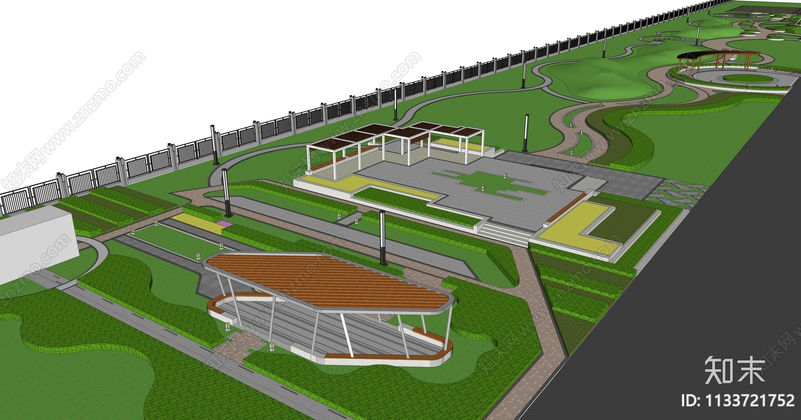现代景观公园SU模型下载【ID:1133721752】