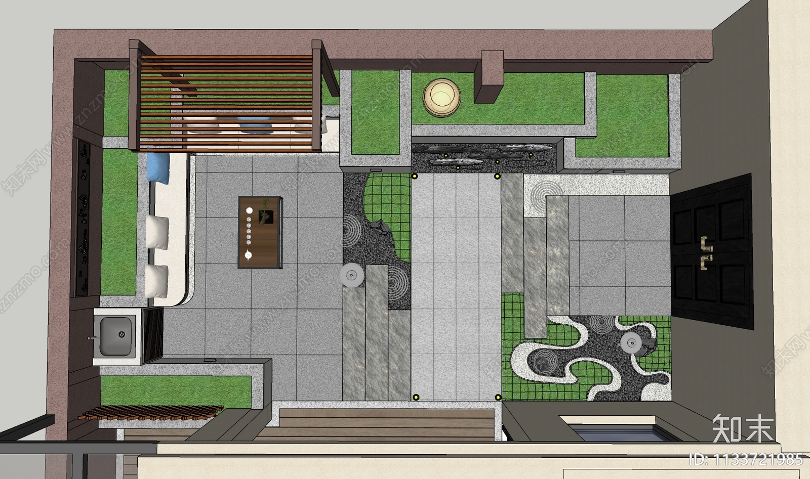 现代庭院花园SU模型下载【ID:1133721985】