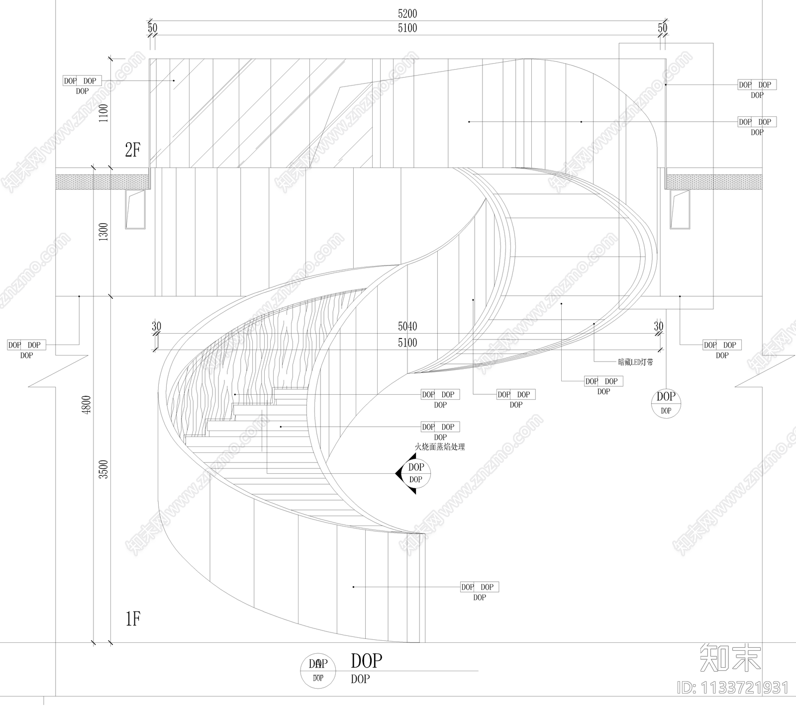 一至二层旋转楼梯详图cad施工图下载【ID:1133721931】