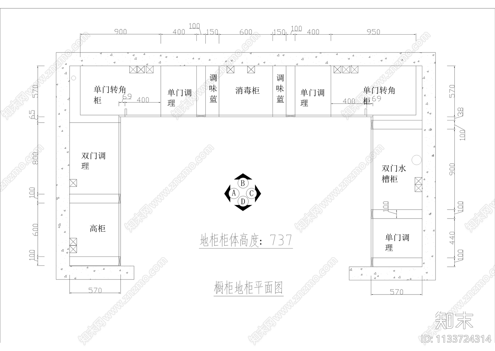 欧式橱柜详图cad施工图下载【ID:1133724314】