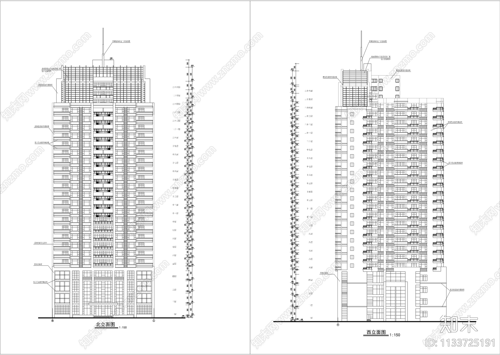 住宅区建筑cad施工图下载【ID:1133725191】