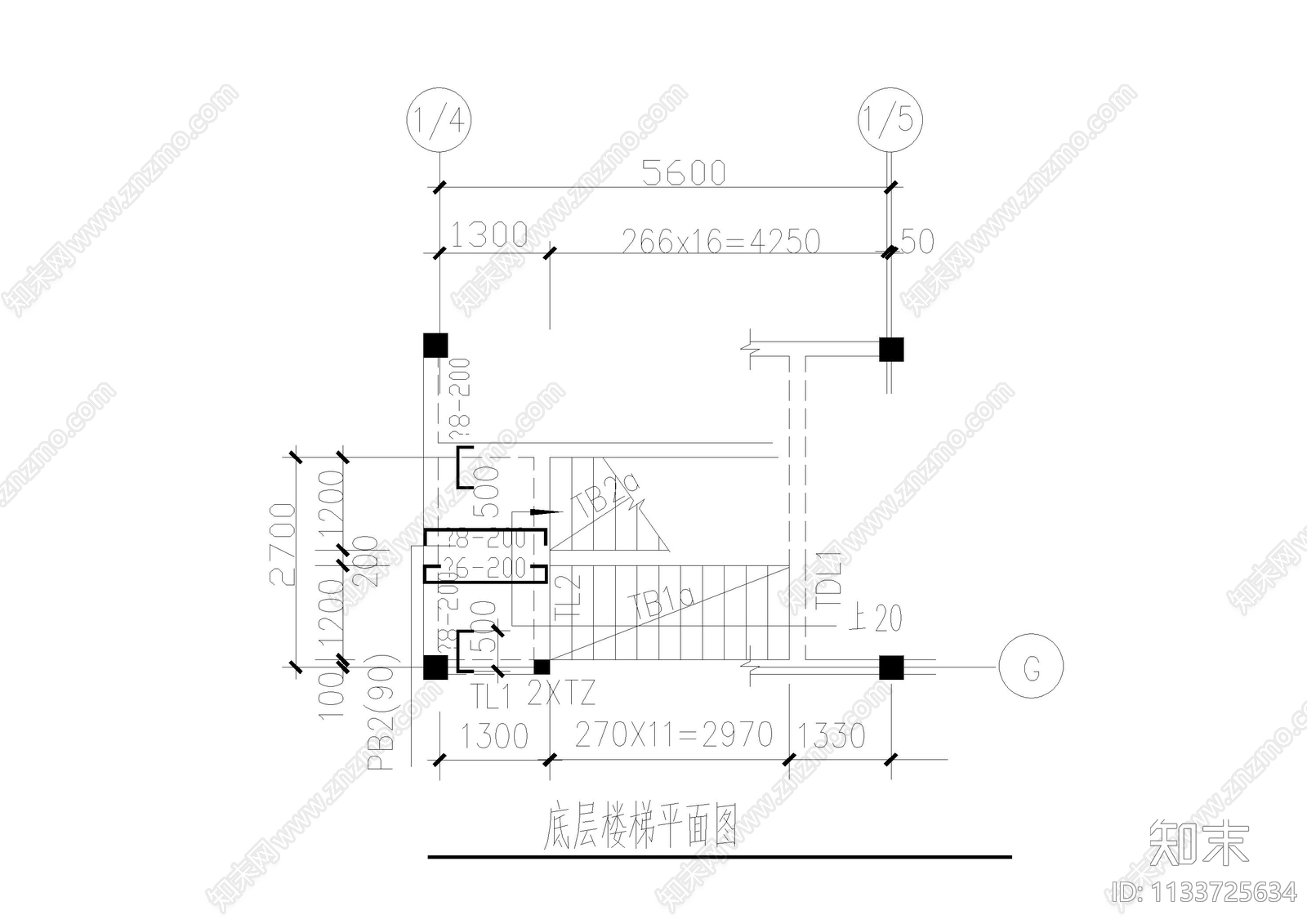 楼梯结构详图cad施工图下载【ID:1133725634】