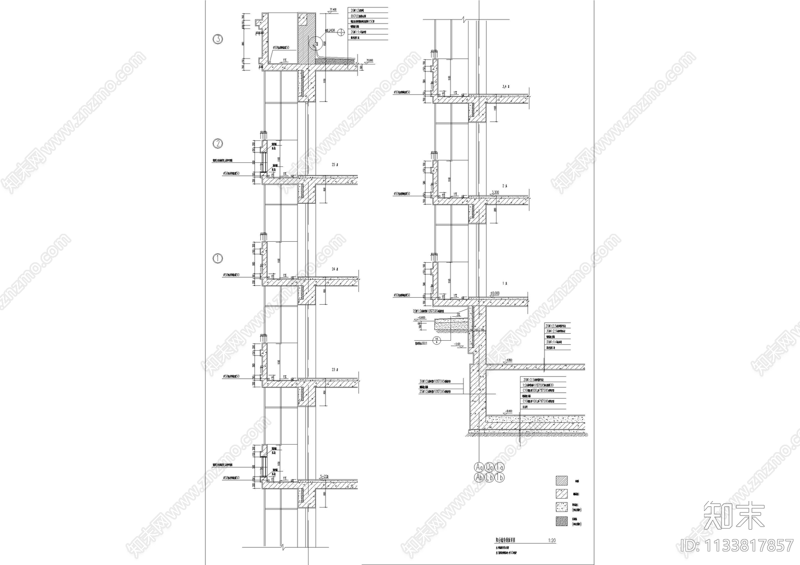 建筑墙身大样cad施工图下载【ID:1133817857】