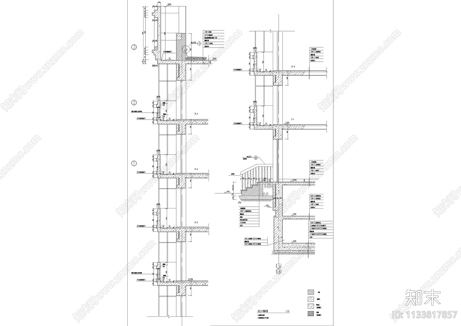 建筑墙身大样cad施工图下载【ID:1133817857】