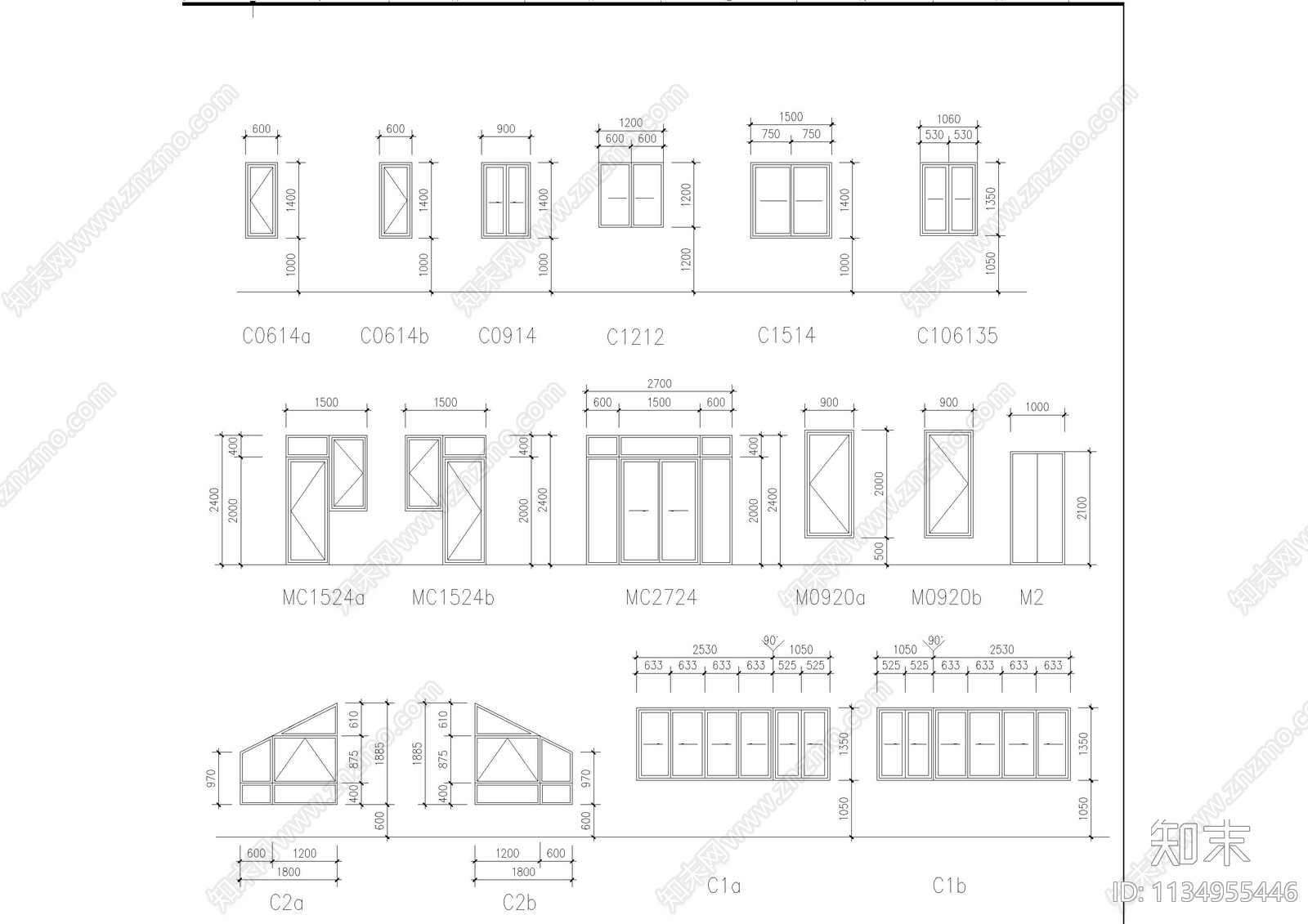 凉亭楼梯门窗建筑大样施工图下载【ID:1134955446】