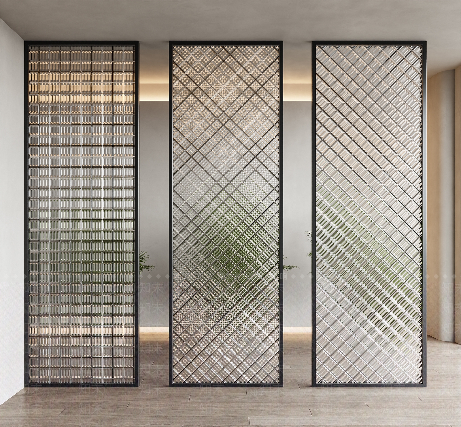 现代雕花玻璃隔断SU模型下载【ID:1133730032】