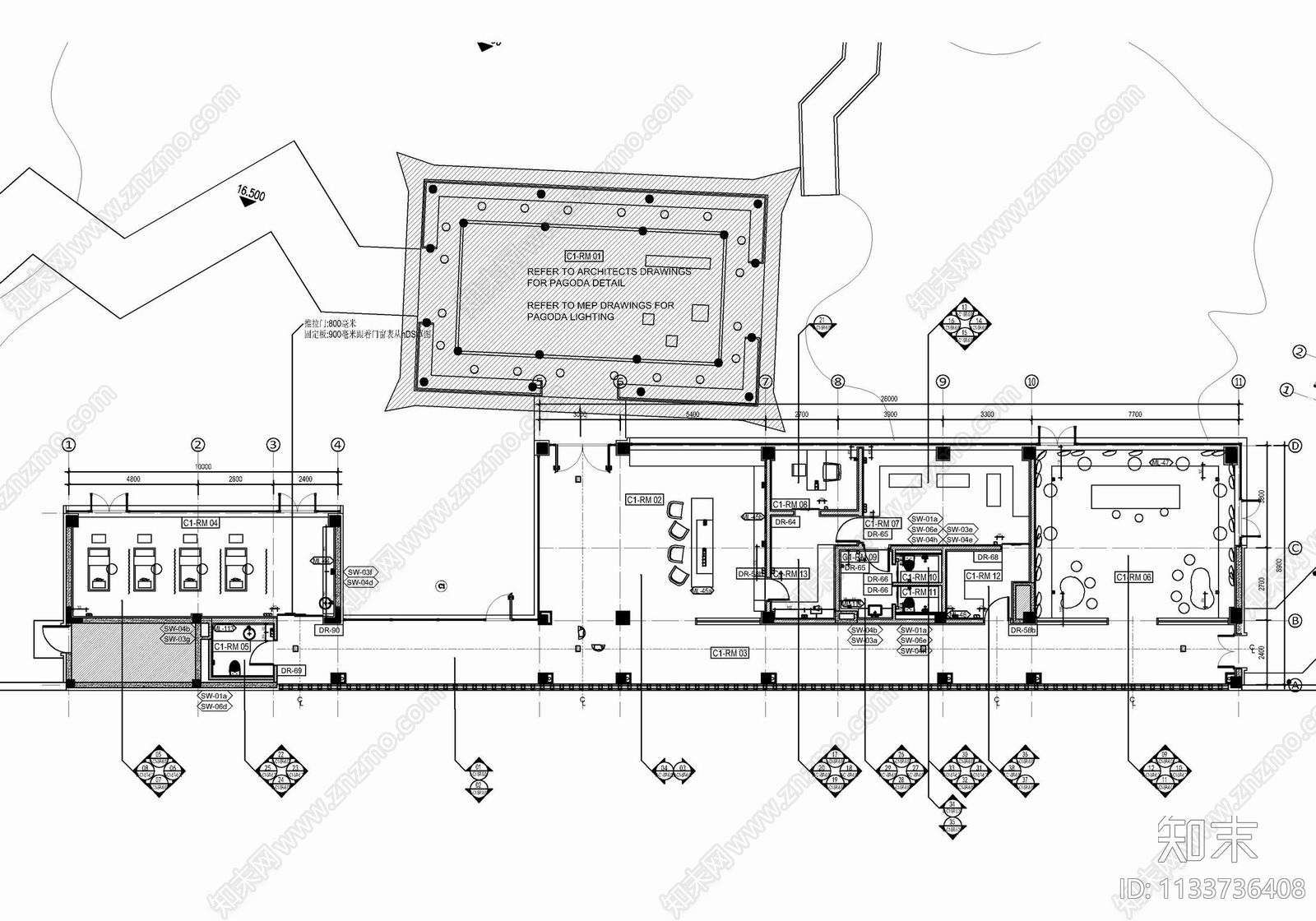 水疗中心及养生SPA室内cad施工图下载【ID:1133736408】