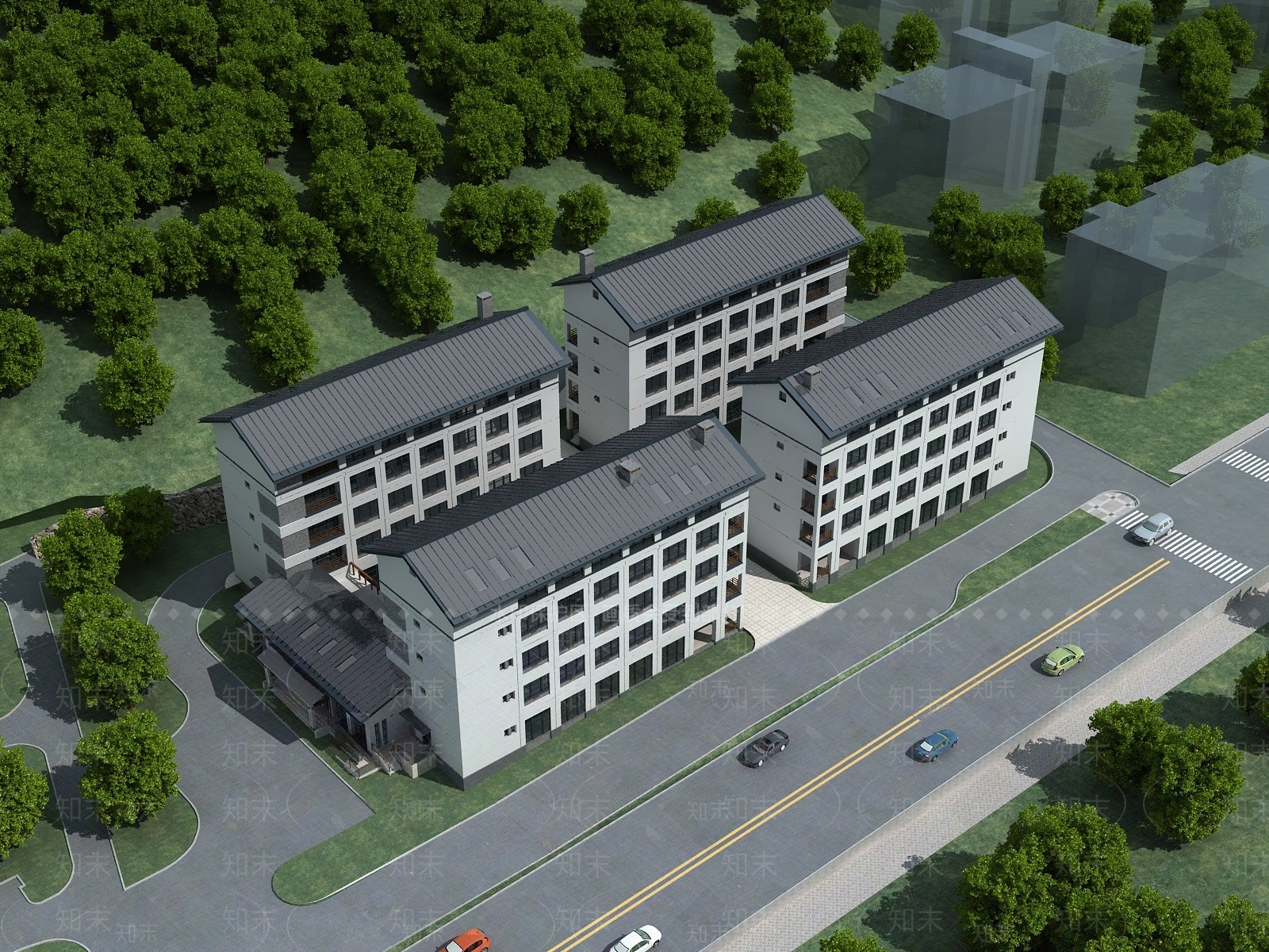 现代医院建筑SU模型下载【ID:1133739517】