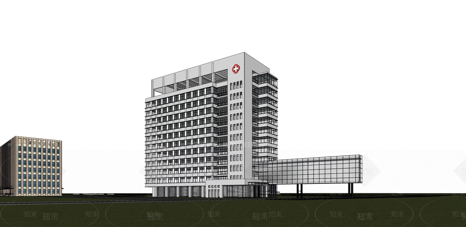 现代医院建筑SU模型下载【ID:1133739890】