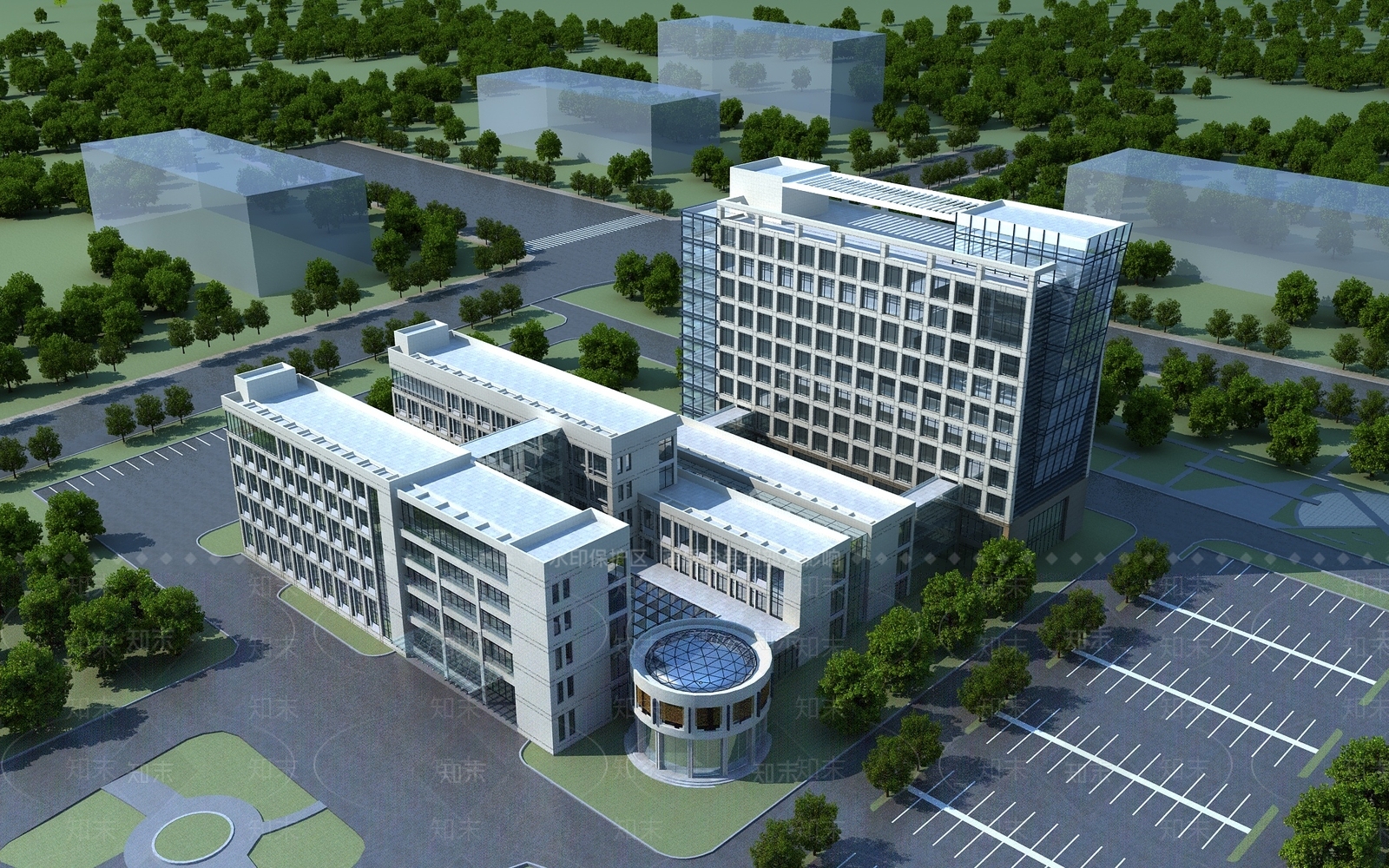 现代医院建筑SU模型下载【ID:1133739875】