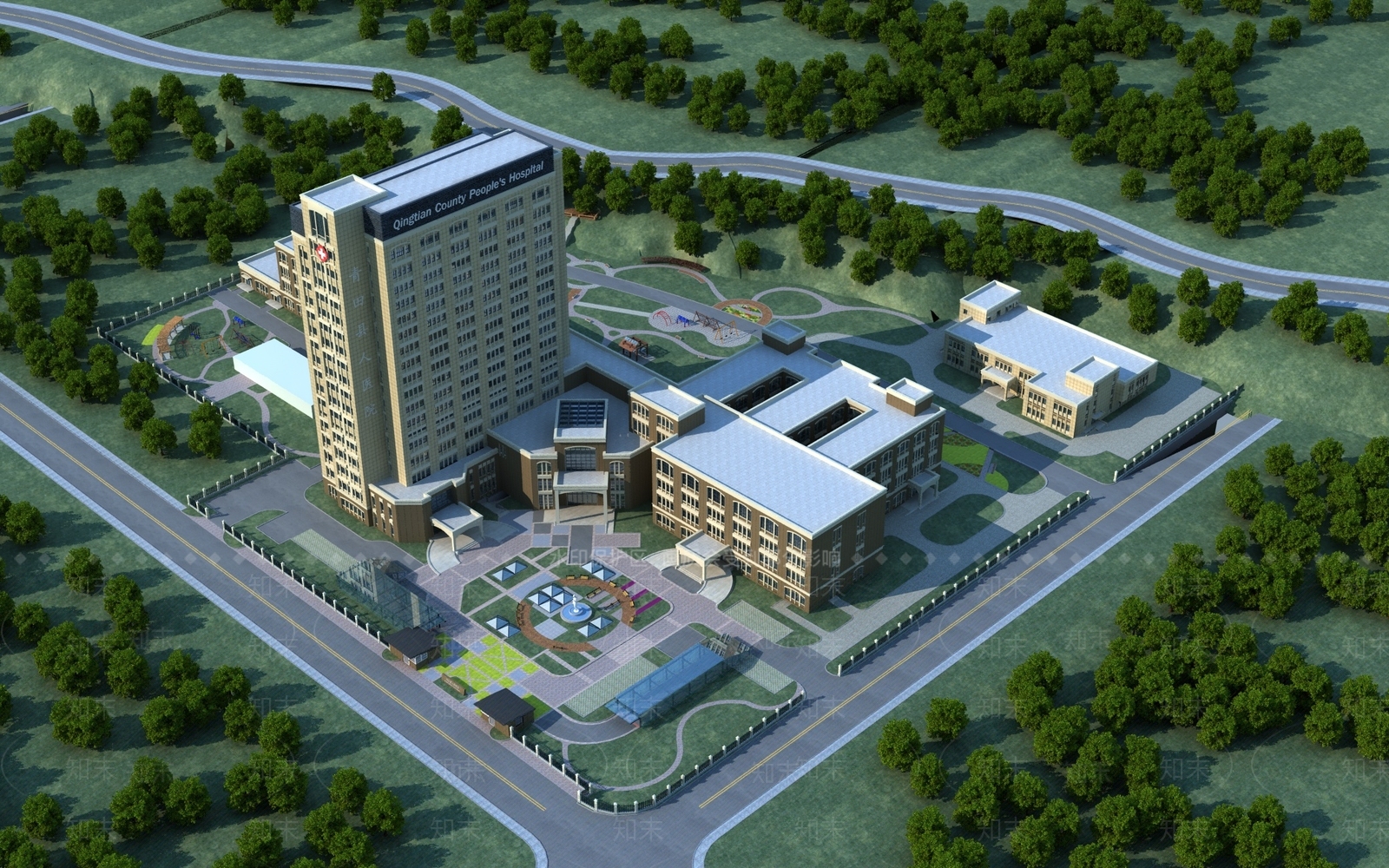 现代医院建筑SU模型下载【ID:1133739936】