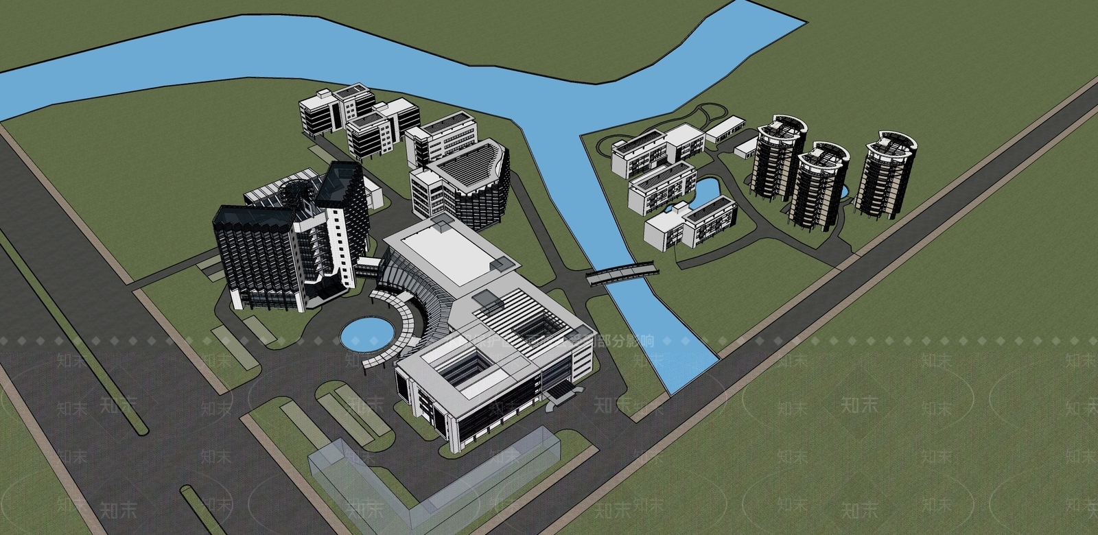 现代医院建筑SU模型下载【ID:1133740040】