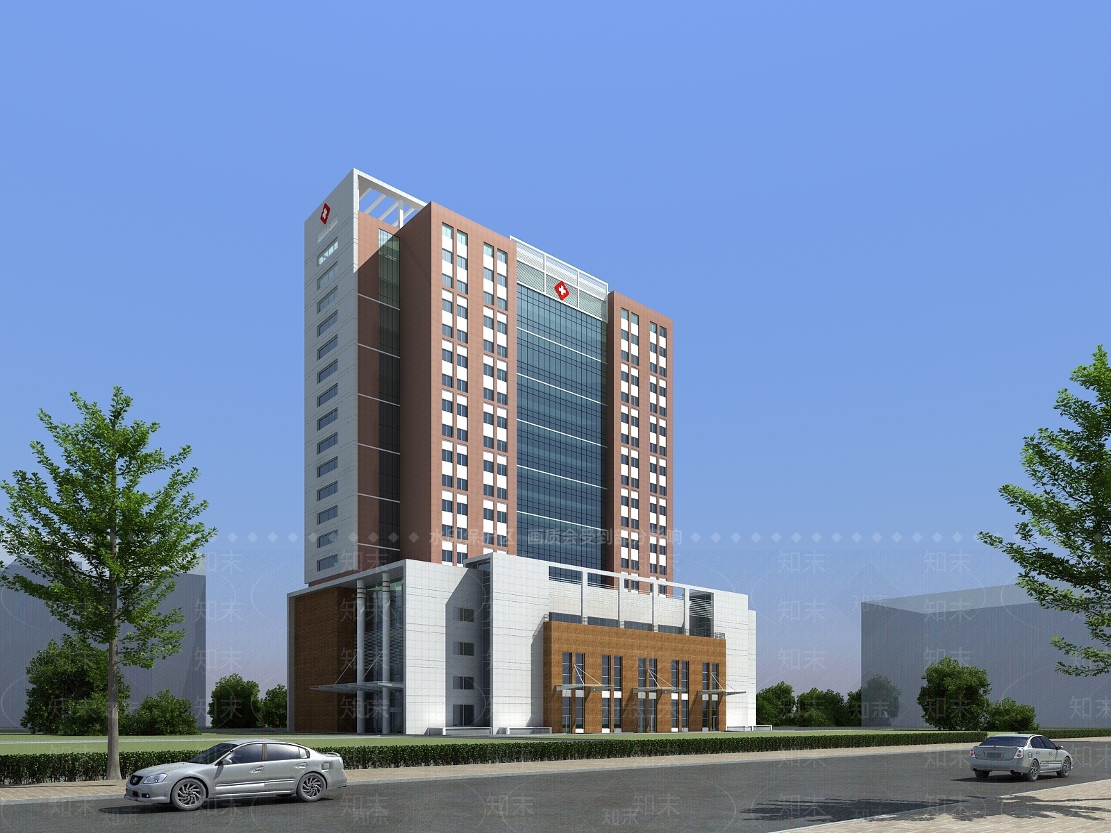 现代医院建筑SU模型下载【ID:1133740016】