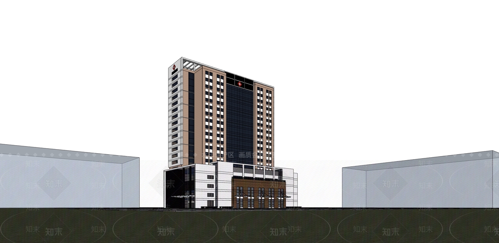 现代医院建筑SU模型下载【ID:1133740016】