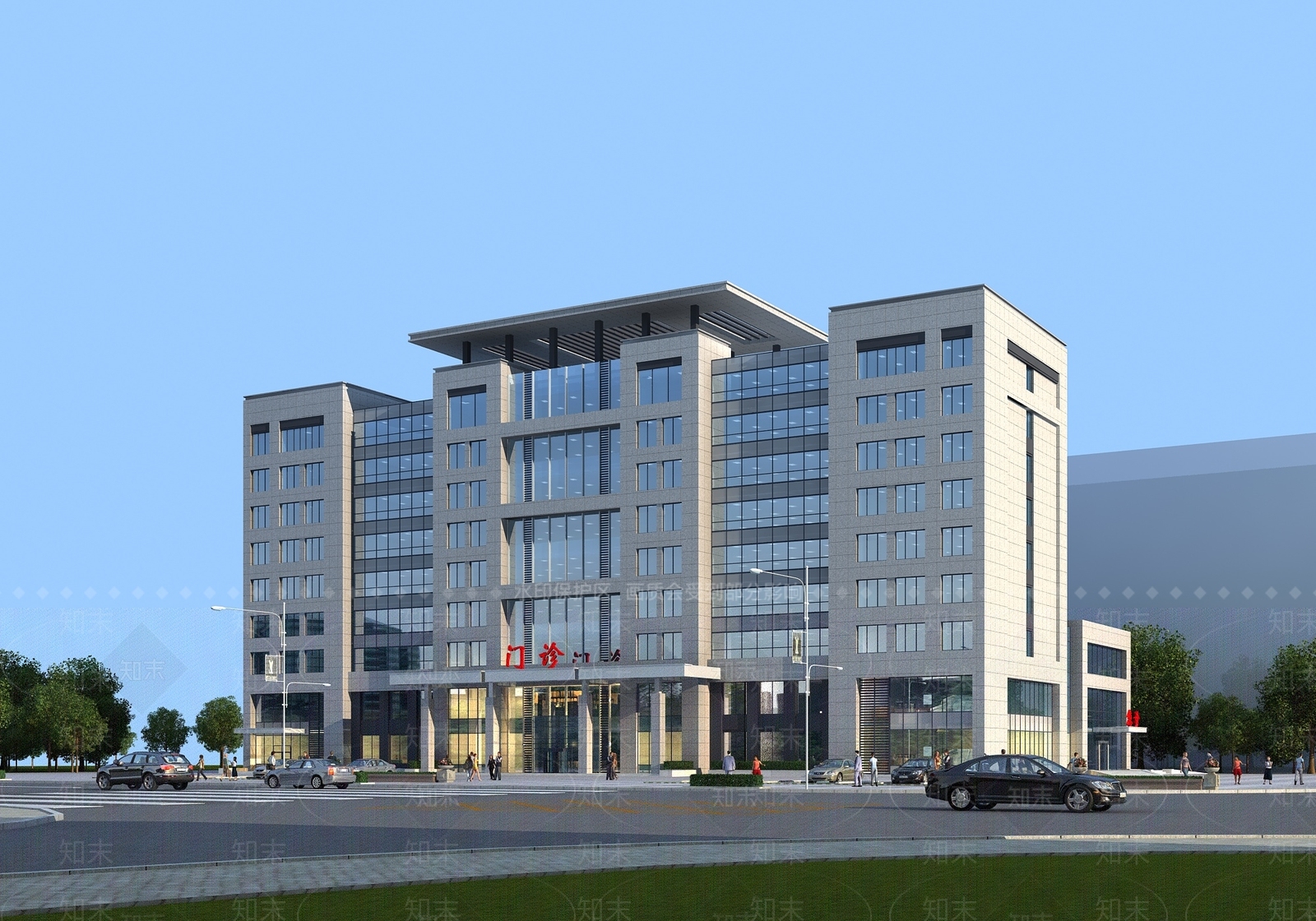现代医院建筑SU模型下载【ID:1133740121】