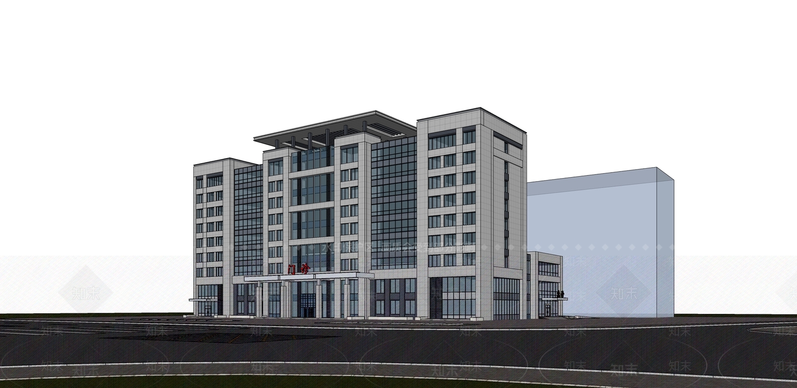 现代医院建筑SU模型下载【ID:1133740121】