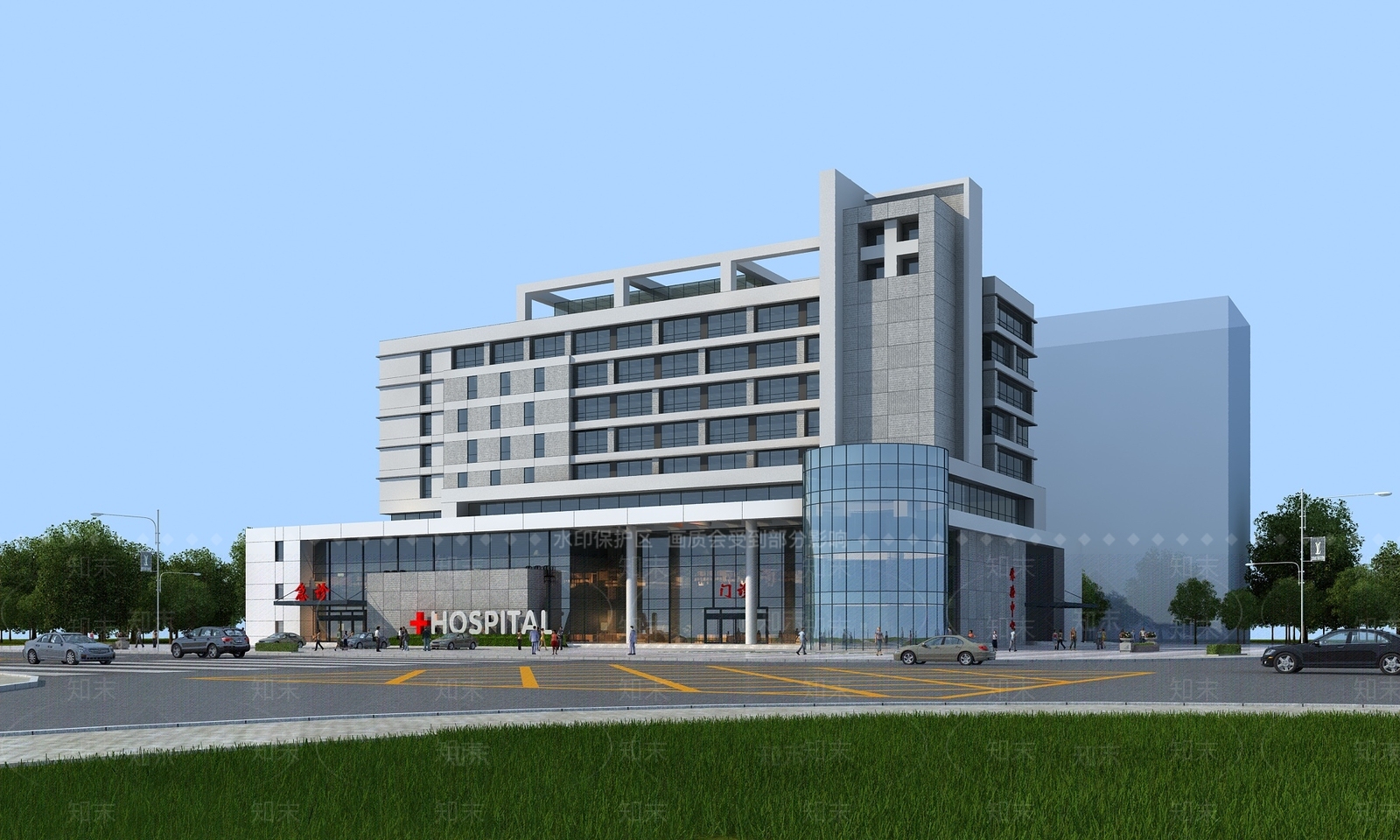 现代医院建筑SU模型下载【ID:1133740108】