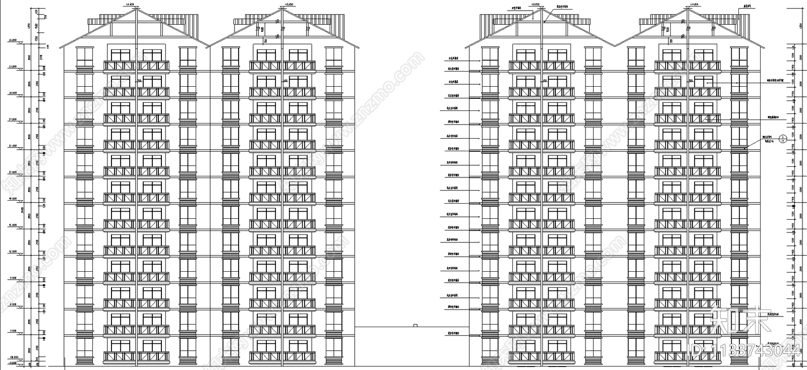 高层住宅楼建筑cad施工图下载【ID:1133743044】