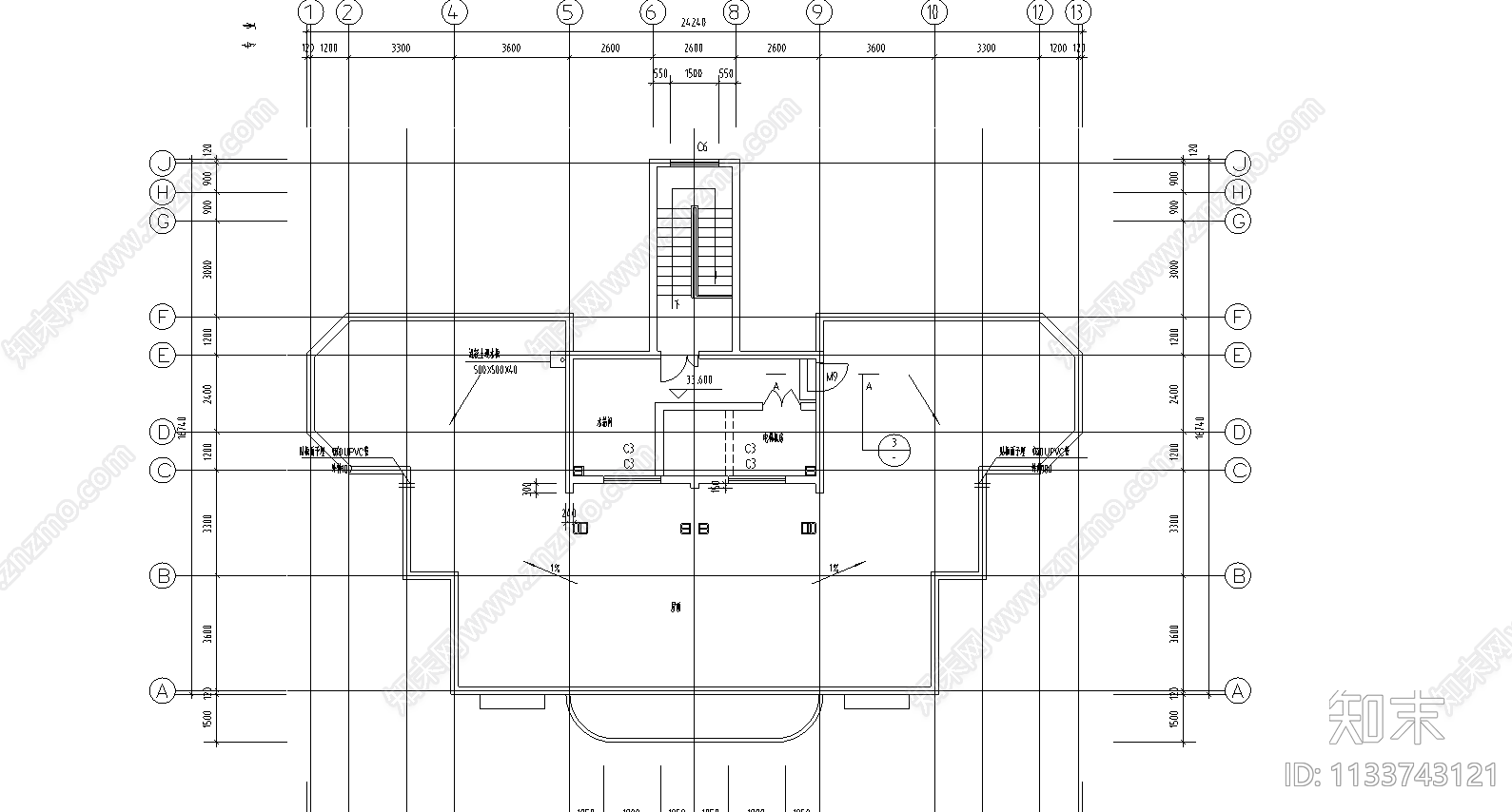 实力豪华公寓建筑cad施工图下载【ID:1133743121】