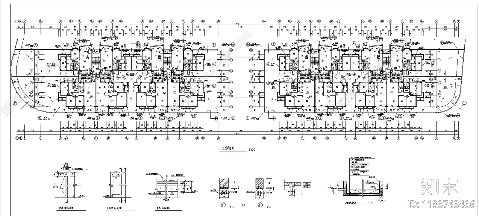 公寓住宅楼cad施工图下载【ID:1133743436】