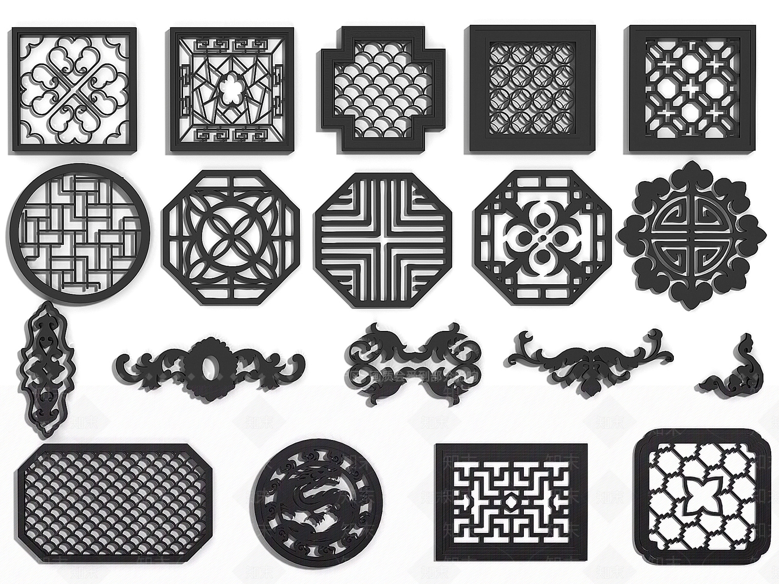 中式镂空窗花SU模型下载【ID:1133745993】