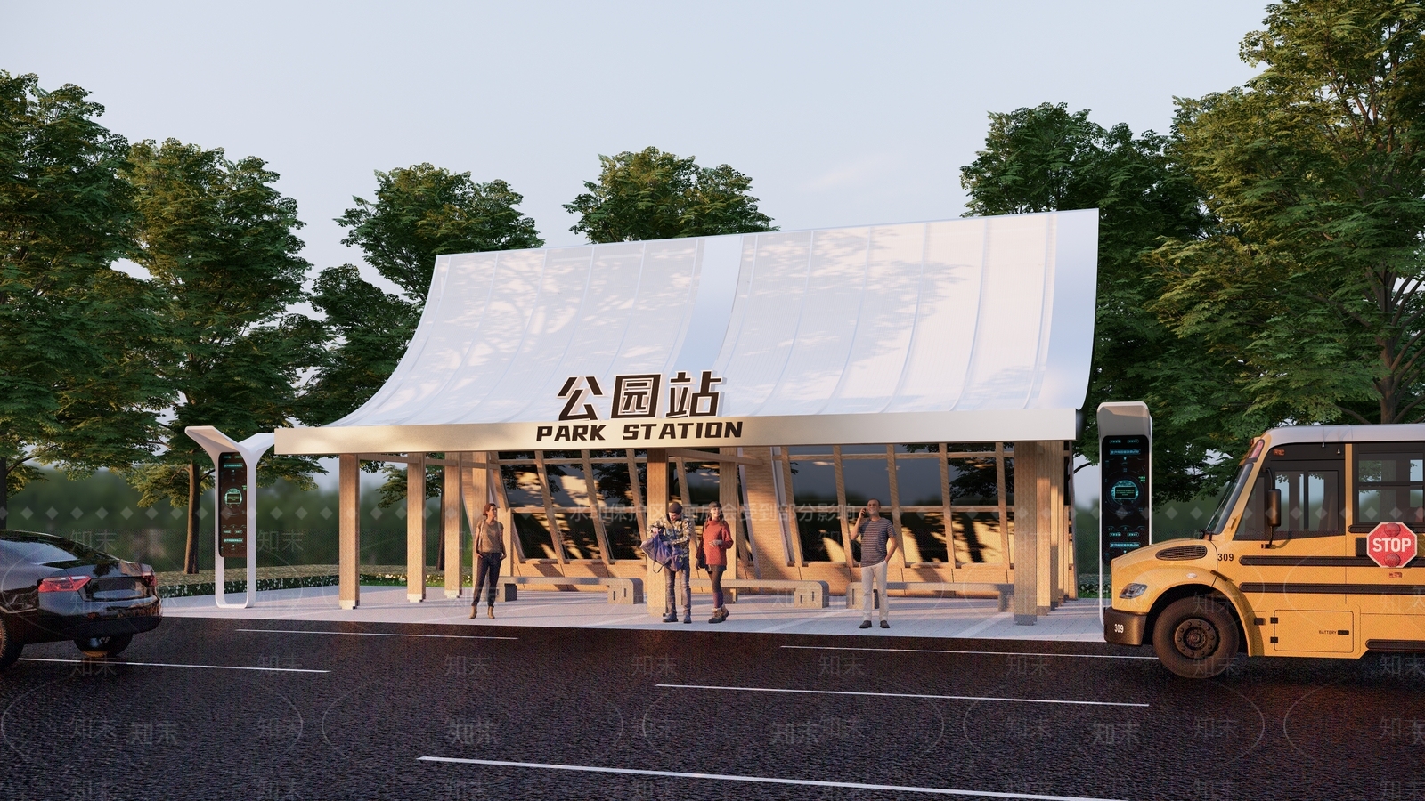 现代公交站台SU模型下载【ID:1133746302】