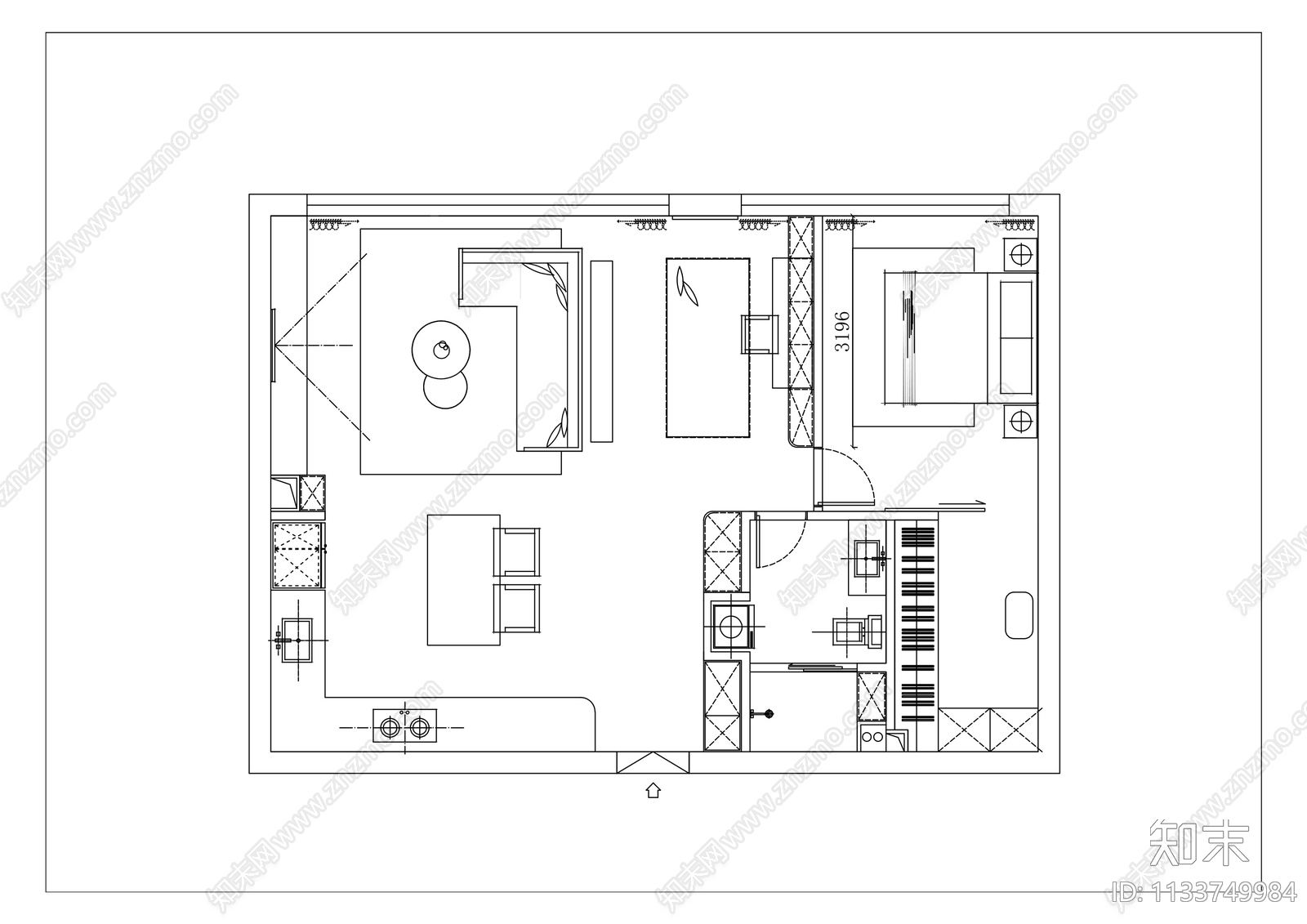 单身公寓平面布置图施工图下载【ID:1133749984】