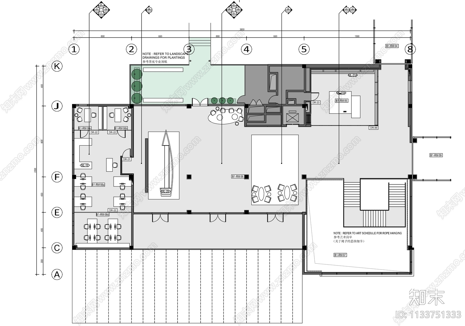 度假酒店接待大堂cad施工图下载【ID:1133751333】