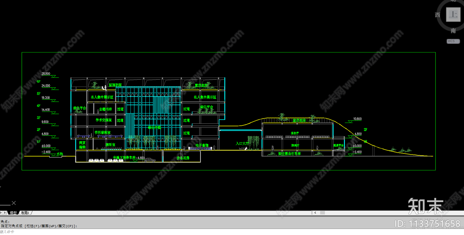 图书馆建筑cad施工图下载【ID:1133751658】