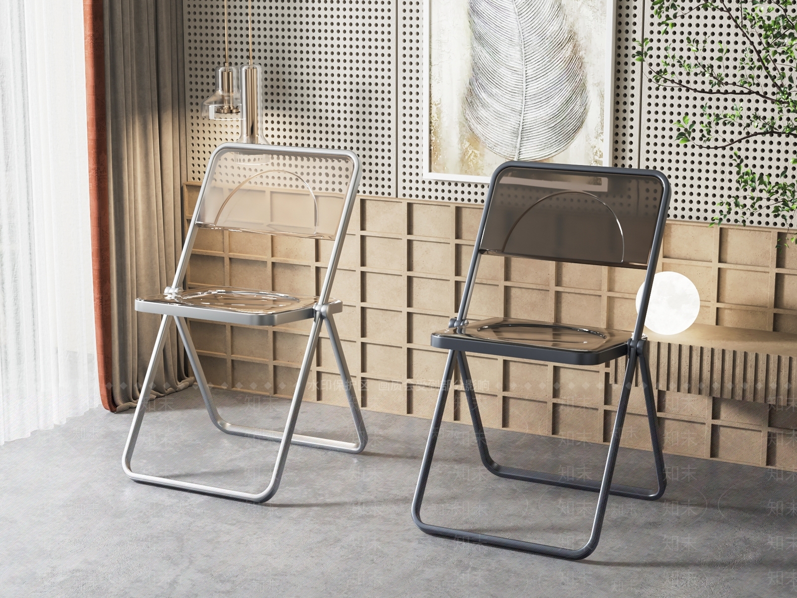 现代亚克力折叠椅组合SU模型下载【ID:1133757322】