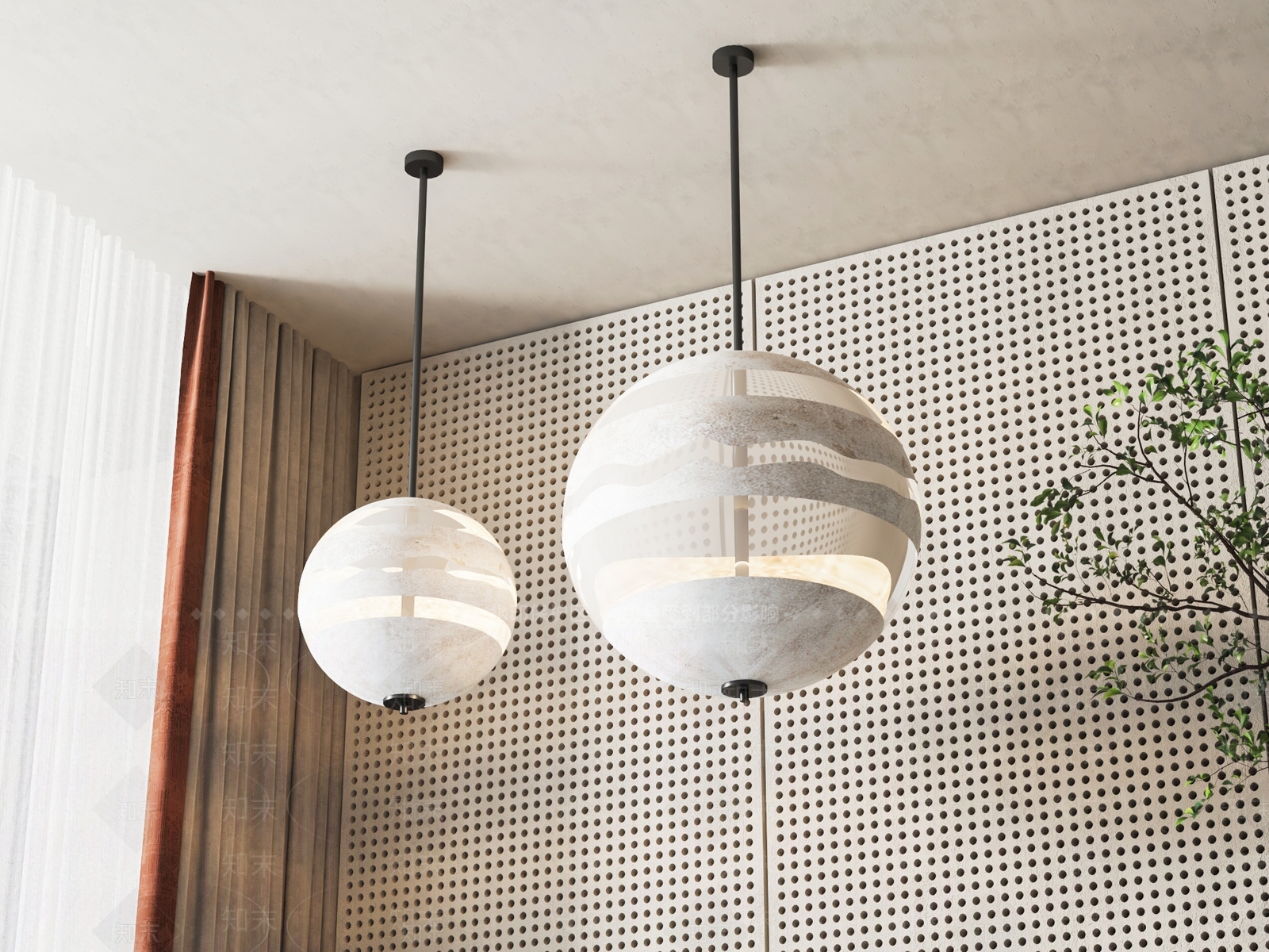 现代球形吊灯SU模型下载【ID:1133757735】