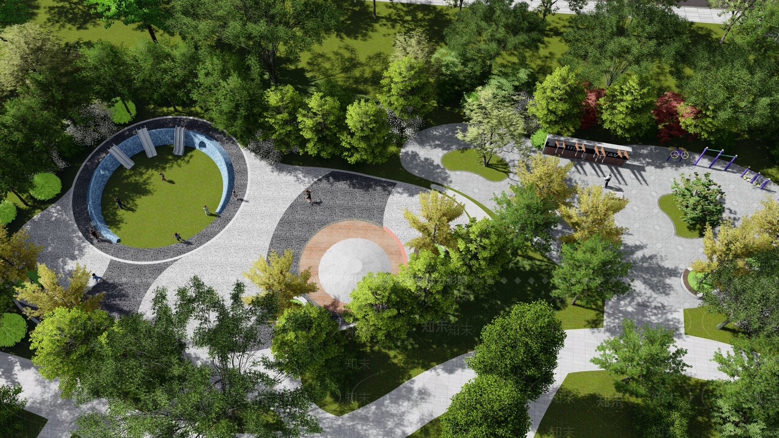 现代景观公园SU模型下载【ID:1133794399】
