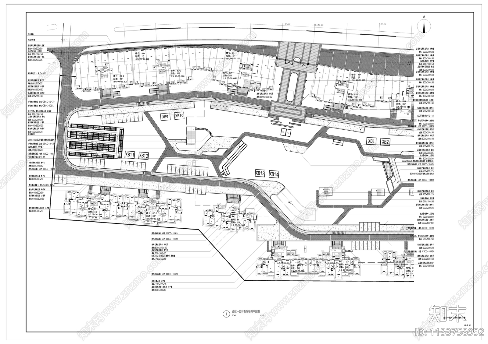 某小区景观平面图cad施工图下载【ID:1133758992】