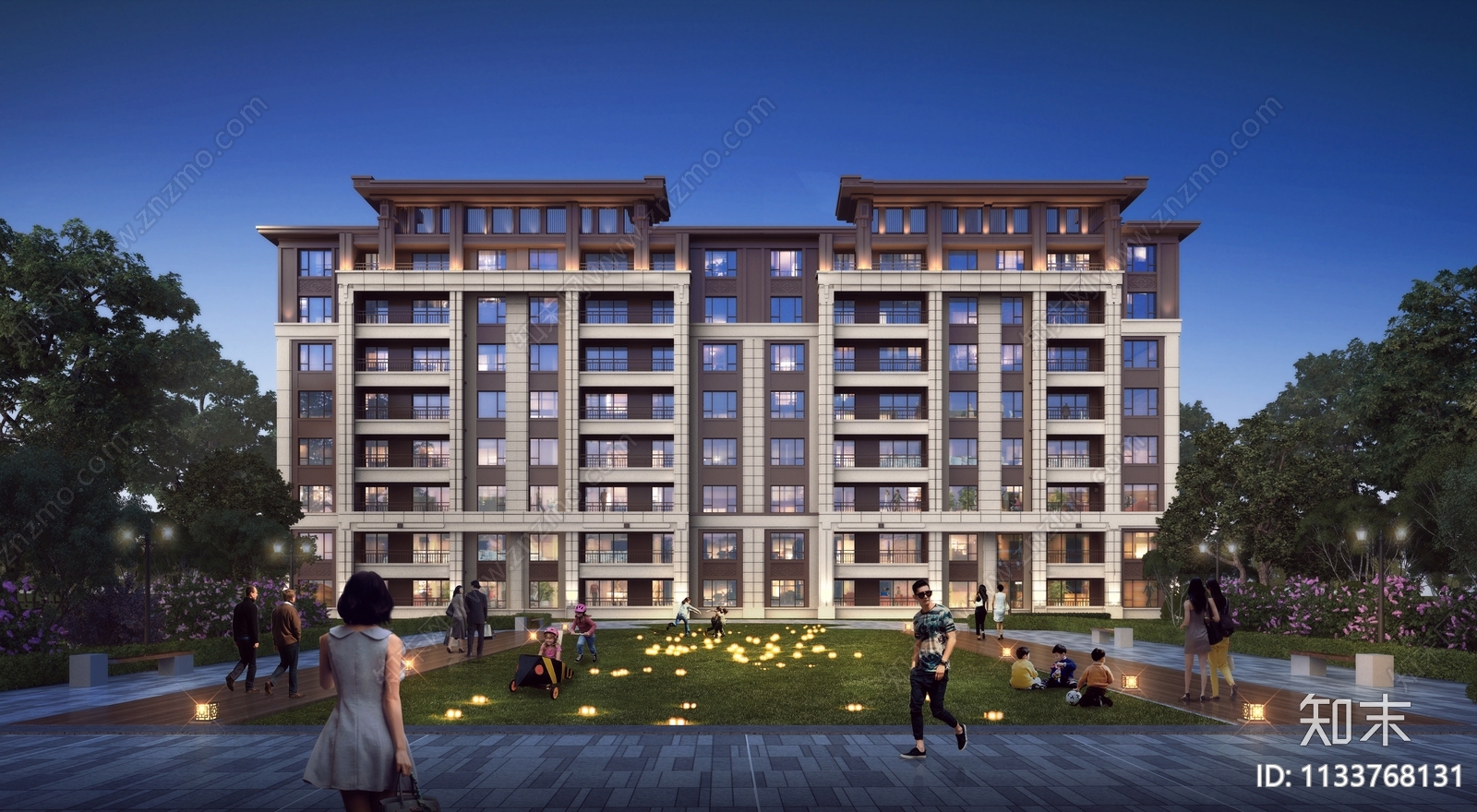 多层住宅建筑效果图施工图下载【ID:1133768131】