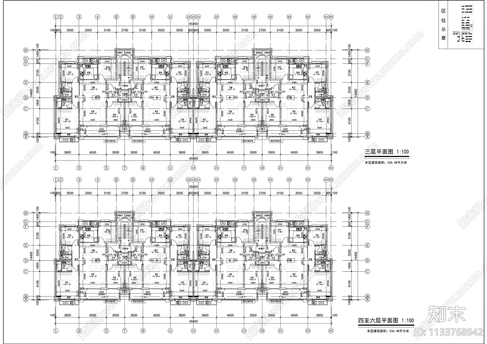 多层住宅楼建筑效果图cad施工图下载【ID:1133768942】