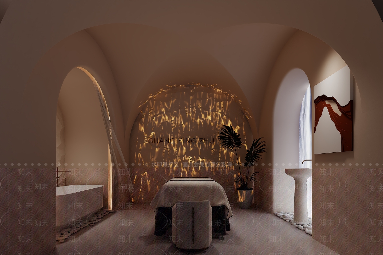现代奶油风SPA包间3D模型下载【ID:1133770031】