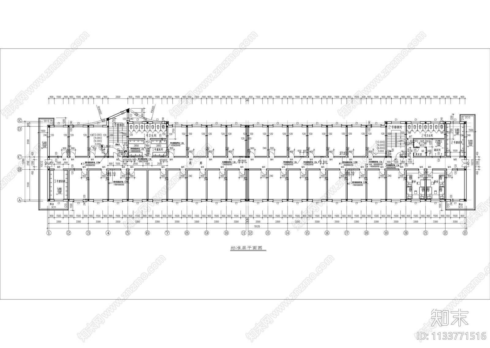 女生公寓楼建筑cad施工图下载【ID:1133771516】